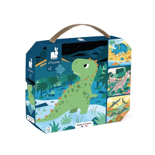 [3700217325411] Puzzle Évolutifs - Janod - Dinosaures 4 puzzles