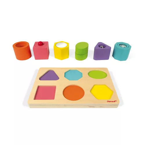 [3700217353322] Puzzle musical - Janod - 6 cubes sensoriels I wood (bois)