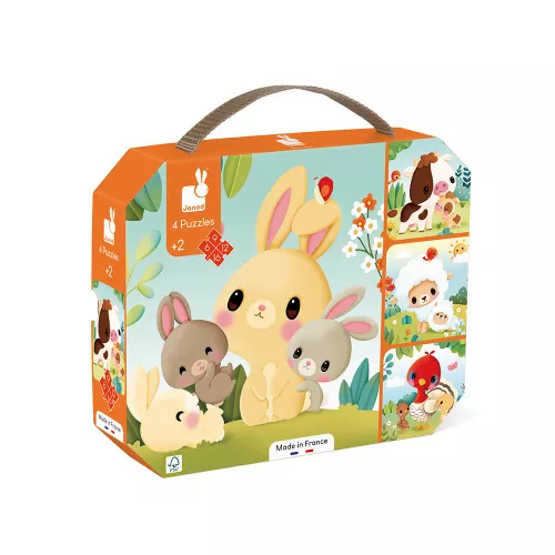 [3700217333195] Puzzle Évolutifs - Janod - Animaux Ferme 4 puzzles