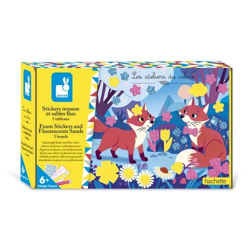 [3700217391669]   Kit Créatif - Janod - Stickers Mousse Sables Fluo Amis de la Forêt