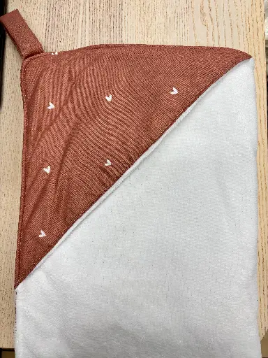[FC026] Cape de bain - Fleur de coton - Coeurs 90x90