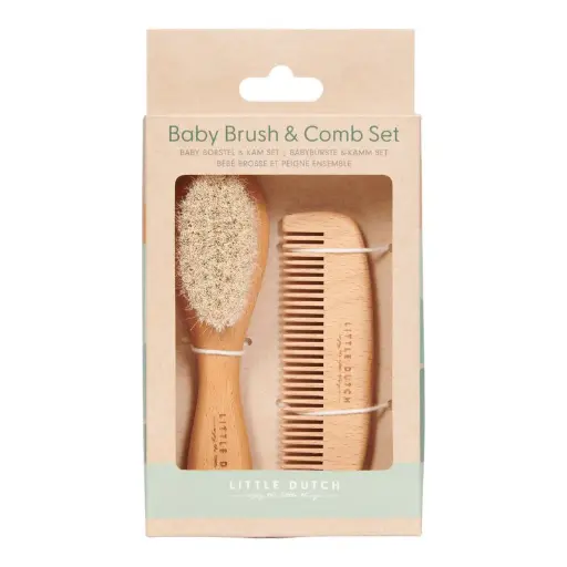 [8720629653358] Peigne et brosse en bois - Little dutch 