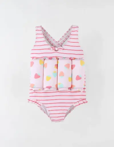 [5414220175281] Maillot bouée - Archimède - Rayé à imprimés fraises 12 mois