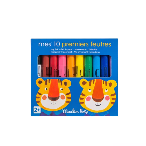 [3575676616123] Mes 10 premiers feutres - Moulin Roty - (15,5 - 16,5 cm) Lavables 