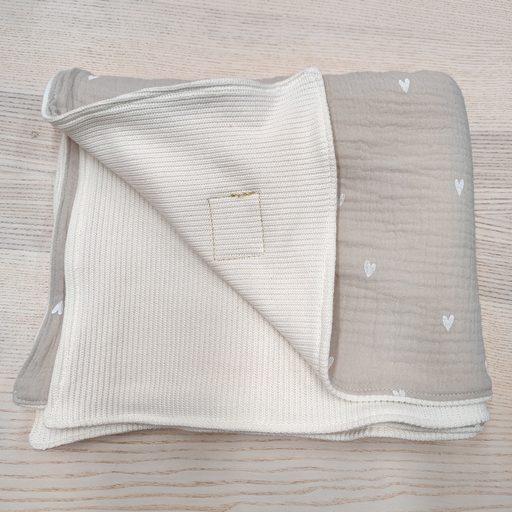 [FC035] Couverture - Fleur de coton - Coeurs 1mx1m 