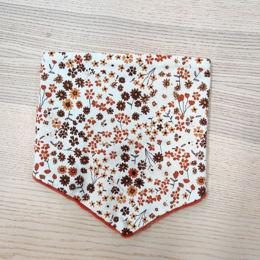 [ST047] Bandana XL mi-saison - Stela - Fleuris brun orangé 