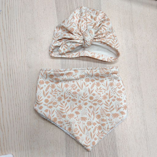 [FC051] Ensemble - Fleur de coton - Feuillage beige 