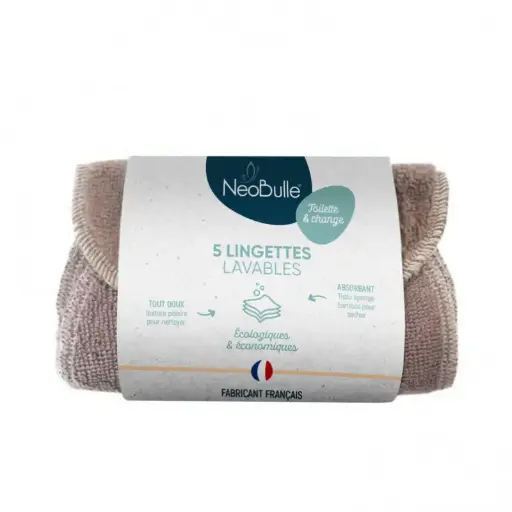 [3760216123951] Lot de 5 lingettes lavables - Néobulle  