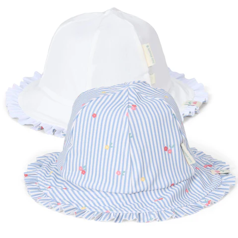 [8721122575291] Chapeau de soleil - Little Dutch - Bleu fleuris 0-1 ans 