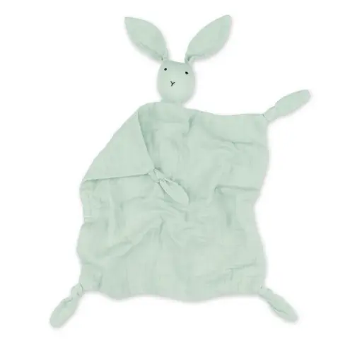 [5420010715490] Doudou Bunny - Bemini - 40x40cm celadon mousseline de coton 