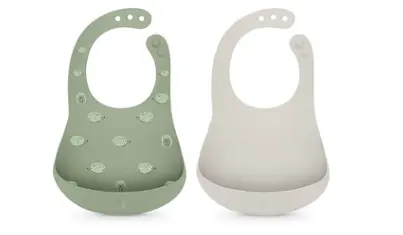 [8426420081269] Lot de 2 bavoirs silicone - Suavinex - Green