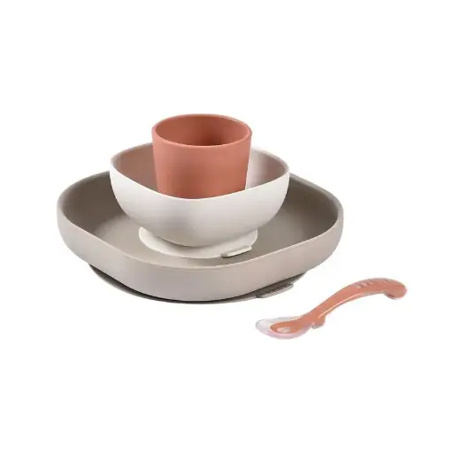 [3384349135911] Coffret repas silicone - Beaba - Terracotta