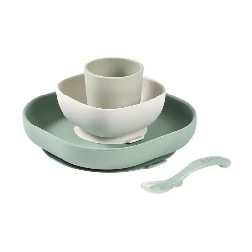 [3384349135928] Coffret repas silicone - Beaba - Vert sauge