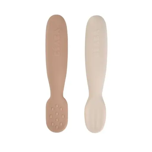 [3384349135935] Lot 2 pré-cuillères d'apprentissage silicone - Beaba - Pralin/Argile