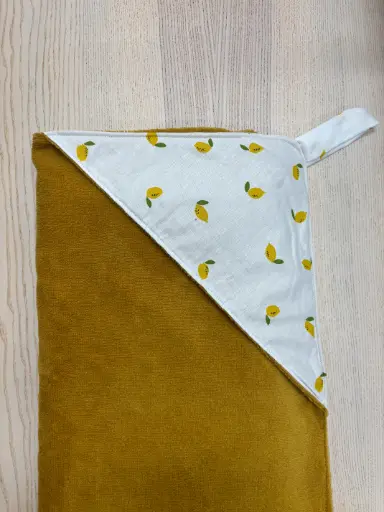 [FC057] Cape de bain - Fleur de coton - Citron 90x90   