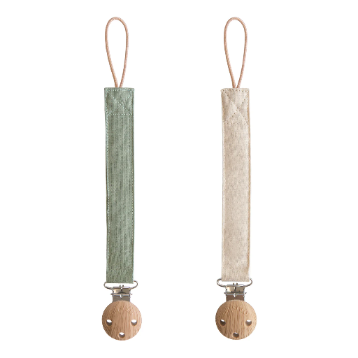 [840355800630] Attaches tétines - mushie - vert et beige  