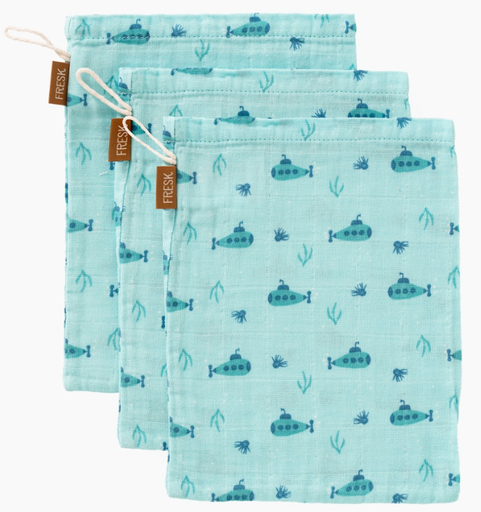 [8720874459989] Gants de toilette - Fresk - Coton bio (sous-marin)