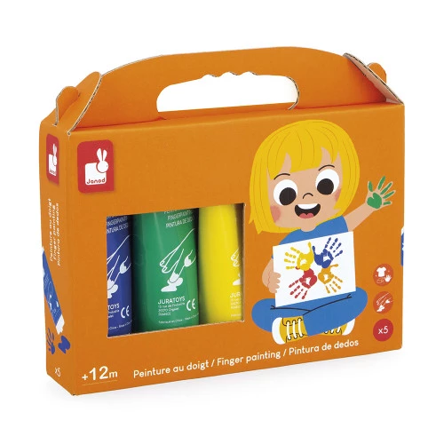 [3700217374037] Peintures au doigts - Janod - x5 tubes 