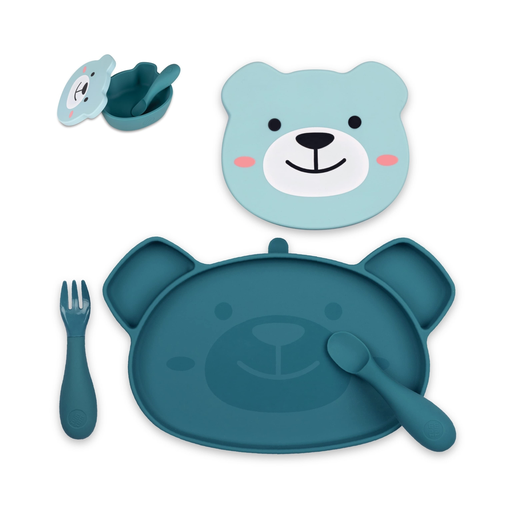 [5060307073140] Set de repas en silicone - Tum Tum - Ourson bleu 