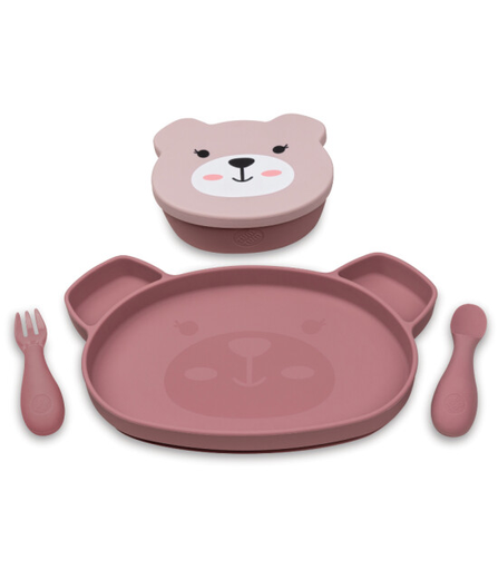 [5060307073157] Set de repas en silicone - Tum Tum - Ourson rose 