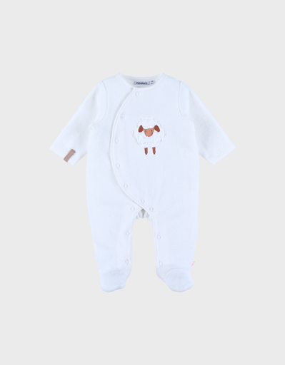 [5414220216786] Pyjama - noukie's - Velours brodé mouton (blanc) 1 mois