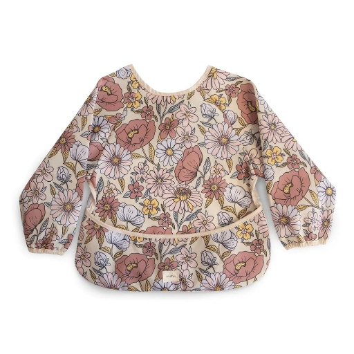 [840355801903] Bavoir à manges longues - Mushie - Fleurs rétro 