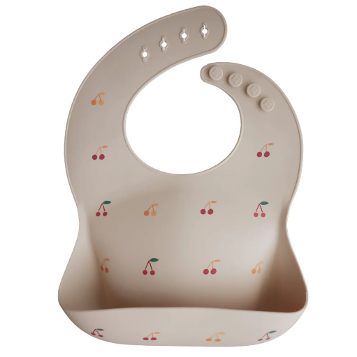 [7426999778530] Bavoir en silicone - Mushie - Cerise 