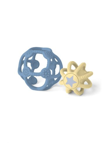 [8437027023354] Lot de deux balles sensoriels - Little L - Bleu et jaune 