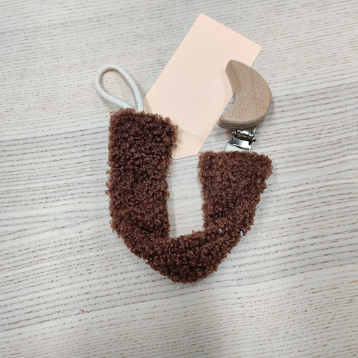 [FC073] Attache tétine - Fleur de coton - Mouton brun