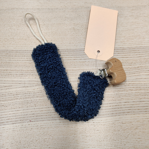 [FC074] Attache tétine - Fleur de coton - Mouton Bleu marine