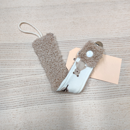 [FC075] Attache tétine - Fleur de coton - Mouton Ours 
