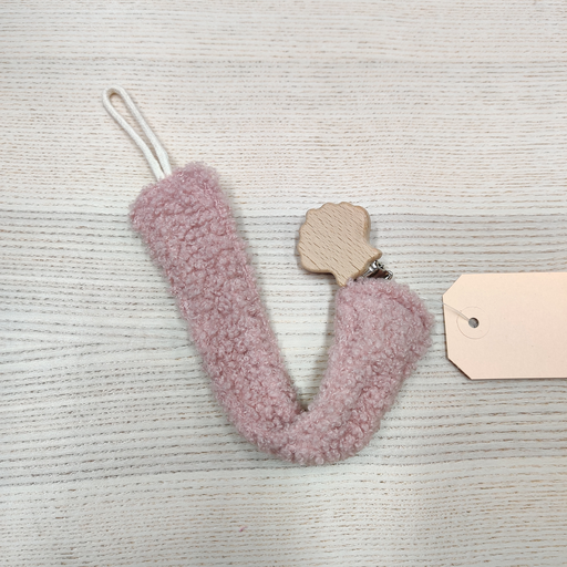 [FC077] Attache tétine - Fleur de coton - Mouton Rose 