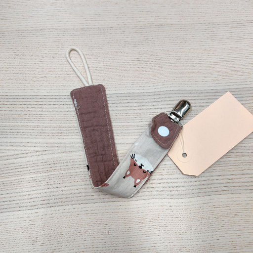 [FC082] Attache tétine - Fleur de coton - Forêt 