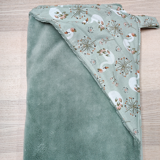 [FC091] Cape de bain - Fleur de coton - Vert, signe 90x90    