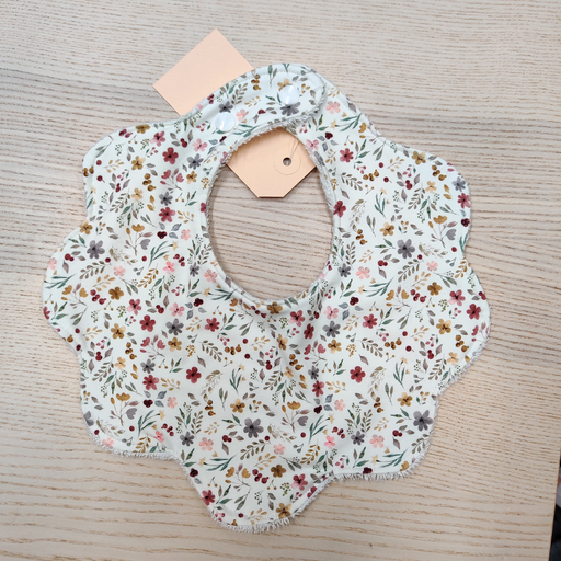 [FC101] Bavoir - Fleur de coton - Fleurs, cerises 