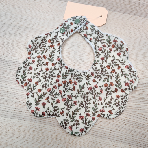 [FC104] Bavoir - Fleur de coton - Roses 