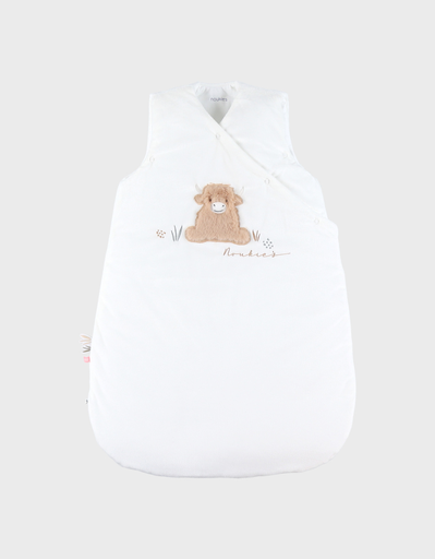 [5414220229311] Gigoteuse - Noukie's - écrue brodée blanc en Veloudoux 1-6 mois (70cm) Tog 2-3,5 