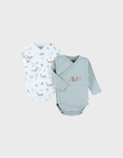 [5414220223821] Set de 2 bodys croisés - noukie's - Coton bio 6 mois,  écureuil          