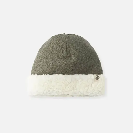 [8721161568100] Bonnet réversible - Cloby - Teddy vert forêt 6/12 mois   