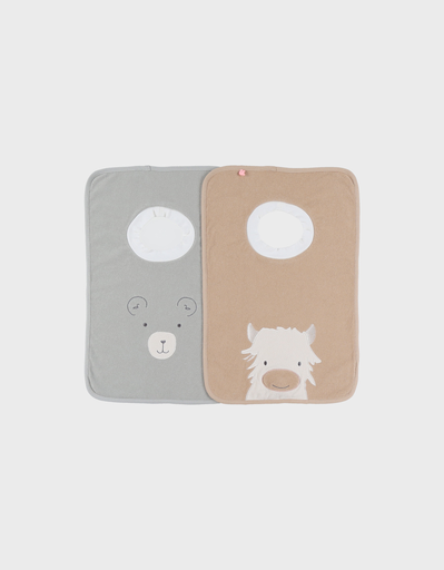 [5414220229380] Lot de 2 bavoirs en éponge - Noukie's - Beige & kaki 