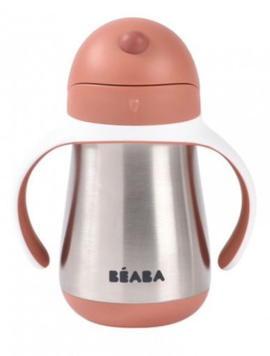 [3384349135874] Tasse paille inox - Beaba - 250 ml Terracota 