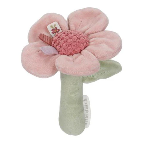 [8713291890015] Hochet peluche - Little Dutch -  Fleur Rose - Fairy Garden 