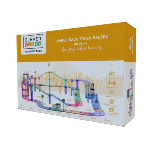 [6097349073011] Large Piste de Course Pastel - Cleverclixx - 80 Pièces