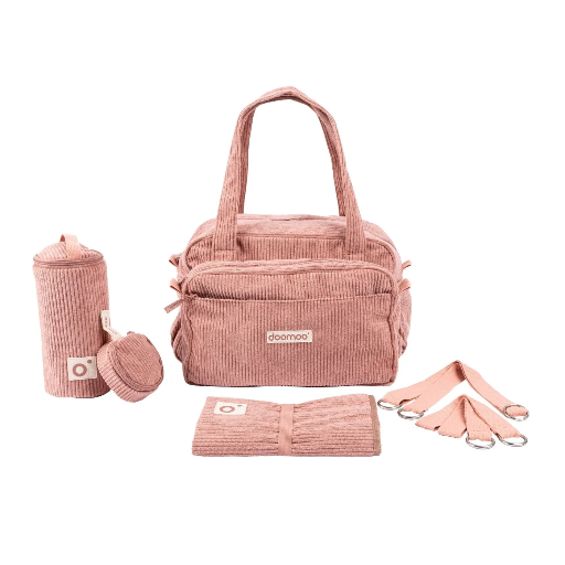 [5400653011227] Sac a langer - Doomoo - Velours coudrier rose
