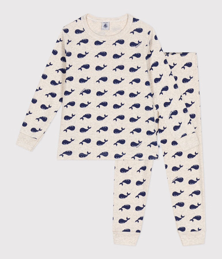 [3617102695644] Pyjama enfant en coton - Petit Bateau - Baleines marines 2 ans (86cm)  