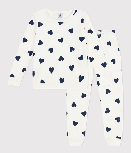 [3617102766498] Pyjama enfant en coton éponge - Petit Bateau - Cœurs 4 ans (104cm)