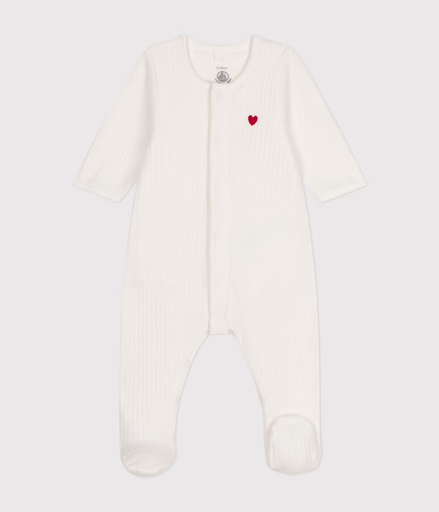 [3617102252939] Bodyjama en velours - Petit Bateau - Cœurs 6 mois (67cm)