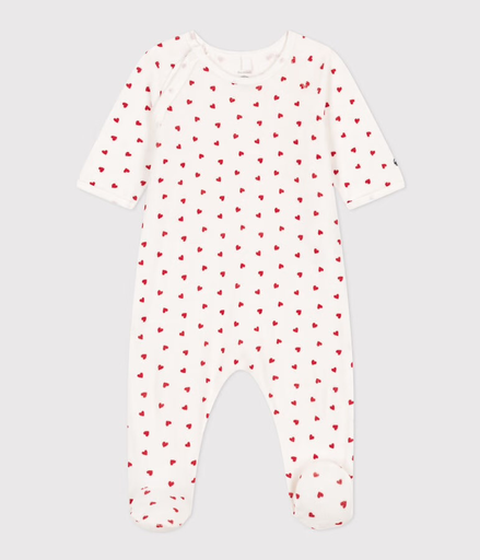 [3617102252359] Pyjama en velours- Petit Bateau - Cœurs 12 mois (74cm)