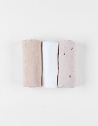 [5414220199256] Set de 3 langes - Noukie's - Mousseline de coton