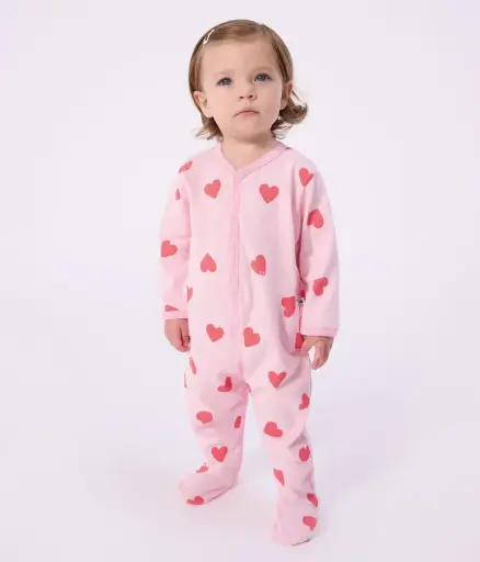 [3617102941314] Pyjama bébé en coton imprimé coeur rose - petit bateau - 1mois (54cm) 